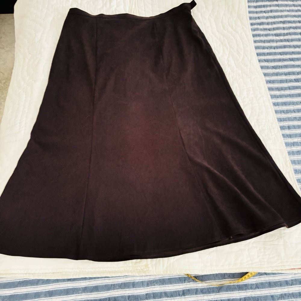 Elements Faux Suede Women's Maxi Skirt Choc. Brn Sz XL Western Festival Elegant